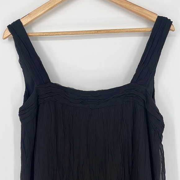 Eileen Fisher 100% Silk a Lightweight Crinkle Chiffon Dress Black Size Large NWT - Picture 10 of 11
